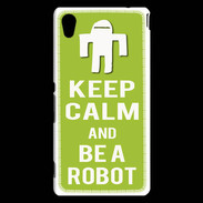 Coque Sony Xperia M4 Aqua Keep Calm Be a Robot Vert pomme