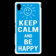 Coque Sony Xperia M4 Aqua Keep Calm Be Happy Cyan