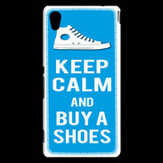 Coque Sony Xperia M4 Aqua Keep Calm Buy Shoes Cyan 