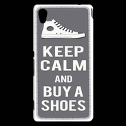 Coque Sony Xperia M4 Aqua Keep Calm Buy Shoes Gris