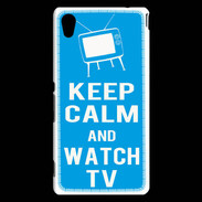 Coque Sony Xperia M4 Aqua Keep Calm Watch TV Cyan