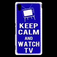 Coque Sony Xperia M4 Aqua Keep Calm Watch TV Bleu