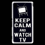 Coque Sony Xperia M4 Aqua Keep Calm Watch TV Noir
