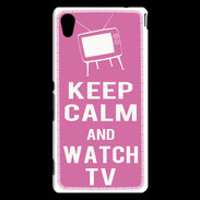 Coque Sony Xperia M4 Aqua Keep Calm Watch TV Rose