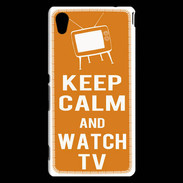 Coque Sony Xperia M4 Aqua Keep Calm Watch TV Orange