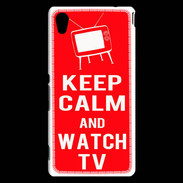 Coque Sony Xperia M4 Aqua Keep Calm Watch TV Rouge