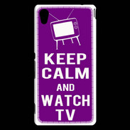Coque Sony Xperia M4 Aqua Keep Calm Watch TV Violet
