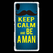 Coque Sony Xperia M4 Aqua Keep Calm Be a Man Bleu
