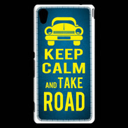Coque Sony Xperia M4 Aqua Keep Calm and Take o road 2 Bleu