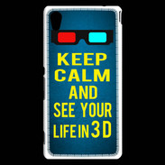 Coque Sony Xperia M4 Aqua Keep Calm and See your life 3D Bleu