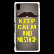 Coque Sony Xperia M4 Aqua Keep Calm and Mustach Gris