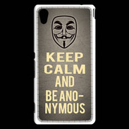 Coque Sony Xperia M4 Aqua Keep Calm and Be Anonymous Gris