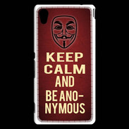 Coque Sony Xperia M4 Aqua Keep Calm and Be Anonymous Rouge