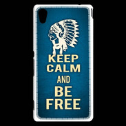 Coque Sony Xperia M4 Aqua Keep Calm and Be Free Bleu