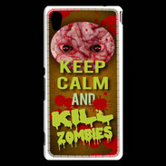 Coque Sony Xperia M4 Aqua Keep Calm and Kill Zombies Orange