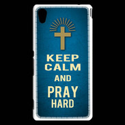 Coque Sony Xperia M4 Aqua Keep Calm and Pray Christian Bleu
