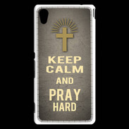 Coque Sony Xperia M4 Aqua Keep Calm and Pray Christian Gris