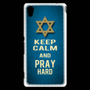 Coque Sony Xperia M4 Aqua Keep Calm and Pray jewish BLeu
