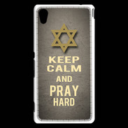 Coque Sony Xperia M4 Aqua Keep Calm and Pray jewish Gris