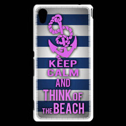 Coque Sony Xperia M4 Aqua Keep Calm and Think Beach Bleu