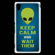 Coque Sony Xperia M4 Aqua Keep Calm and Wait Alien Bleu