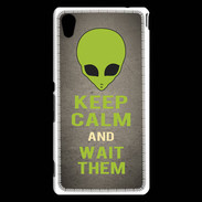 Coque Sony Xperia M4 Aqua Keep Calm and Wait Alien Gris