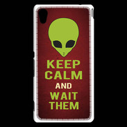 Coque Sony Xperia M4 Aqua Keep Calm and Wait Alien Rouge