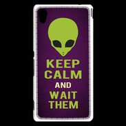 Coque Sony Xperia M4 Aqua Keep Calm and Wait Alien Violet