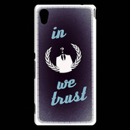 Coque Sony Xperia M4 Aqua In anonymous We trust bleu ZG