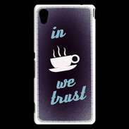 Coque Sony Xperia M4 Aqua In Coffee We trust Bleu ZG