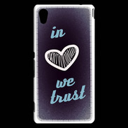 Coque Sony Xperia M4 Aqua In Love We trust Bleu ZG