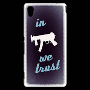 Coque Sony Xperia M4 Aqua In Uzi We trust Bleu ZG