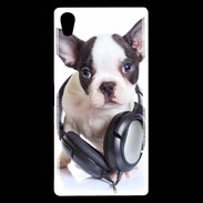 Coque Sony Xperia Z5 Premium Bulldog français avec casque de musique