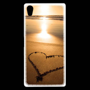 Coque Sony Xperia Z5 Premium Coeur sur la plage avec couché de soleil