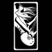 Coque Sony Xperia Z5 Premium Musicienne guitare électrique en noir et blanc