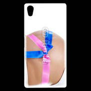 Coque Sony Xperia Z5 Premium Femme enceinte avec ruban bleu et rose