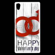Coque Sony Xperia Z5 Premium Saint valentin sur fond bois