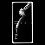 Coque Sony Xperia Z5 Premium Femme enceinte en noir et blanc