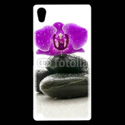 Coque Sony Xperia Z5 Premium Orchidée violette sur galet noir