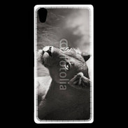Coque Sony Xperia Z5 Premium Lionne en noir et blanc