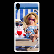 Coque Sony Xperia Z5 Premium Petite fille avec bonhomme de neige a la plage