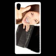 Coque Sony Xperia Z5 Premium Femme souriante ordinateur