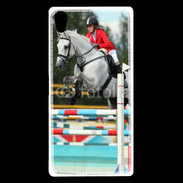 Coque Sony Xperia Z5 Premium Jumping Equitation cheval gris
