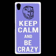 Coque Sony Xperia Z5 Premium Keep calm Be Crazy Bleu
