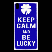 Coque Sony Xperia Z5 Premium Keep Calm Be lucky Bleu