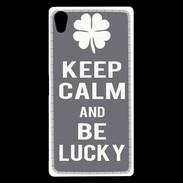 Coque Sony Xperia Z5 Premium Keep Calm Be lucky Gris