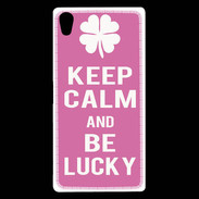 Coque Sony Xperia Z5 Premium Keep Calm Be Lucky Rose