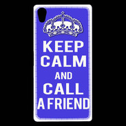 Coque Sony Xperia Z5 Premium Keep Calm Call friend Bleu