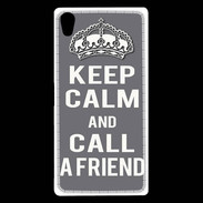 Coque Sony Xperia Z5 Premium Keep Calm Call friend Gris