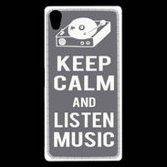 Coque Sony Xperia Z5 Premium Keep Calm Listen music Gris